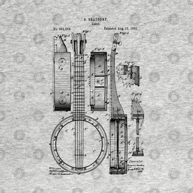 Banjo 1882 Vintage Patent Print by MadebyDesign